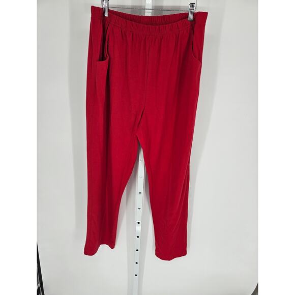 White Stag Red Cotton Blend Elastic-Waist High-Rise Pull-On Trousers Size XLP - Picture 2 of 4